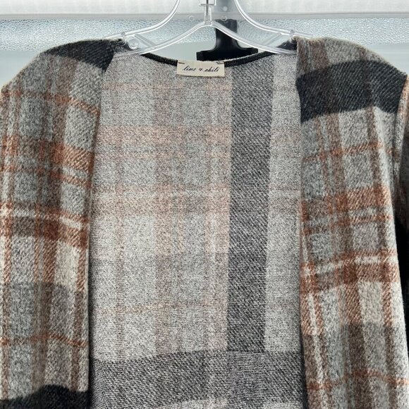 Lime & Chili Plaid Cardigan Multicolor Size Small Open Front Long Sleeve - Picture 2 of 9